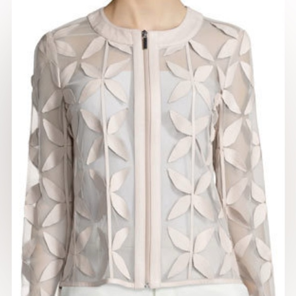 🌟VINTAGE NWOT BAGATELLE LEATHER NEW LEAF MESH JACKET IN ECRU SIZE L - Picture 3 of 16